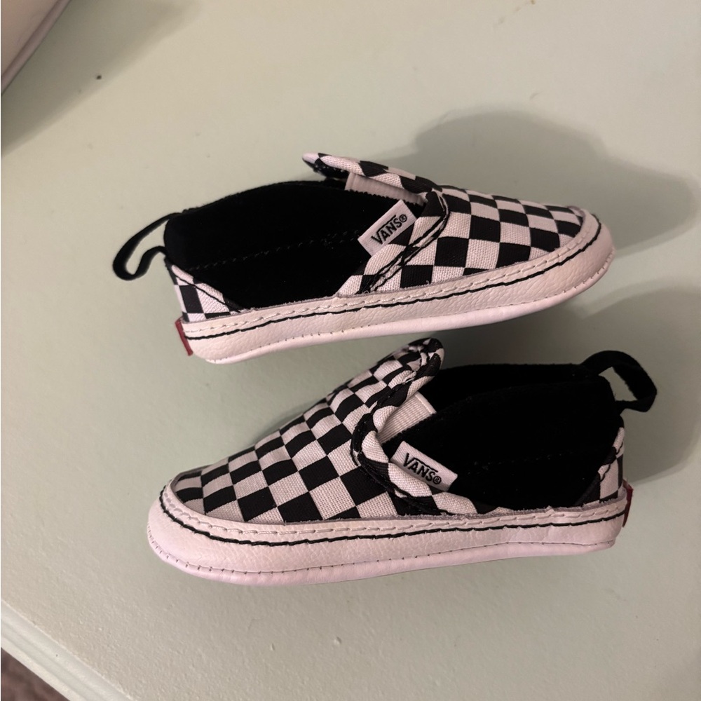 Vans Kids Checkered Slip-On Shoes - Black and White